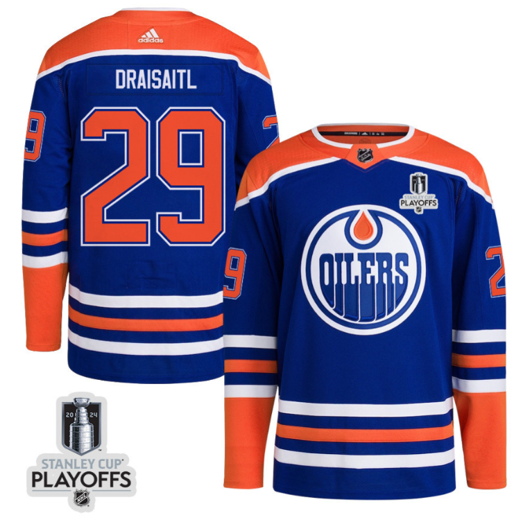 Leon Draisaitl 29 Edmonton Oilers 2024 NHL Playoffs Patch Home Jersey - Men
