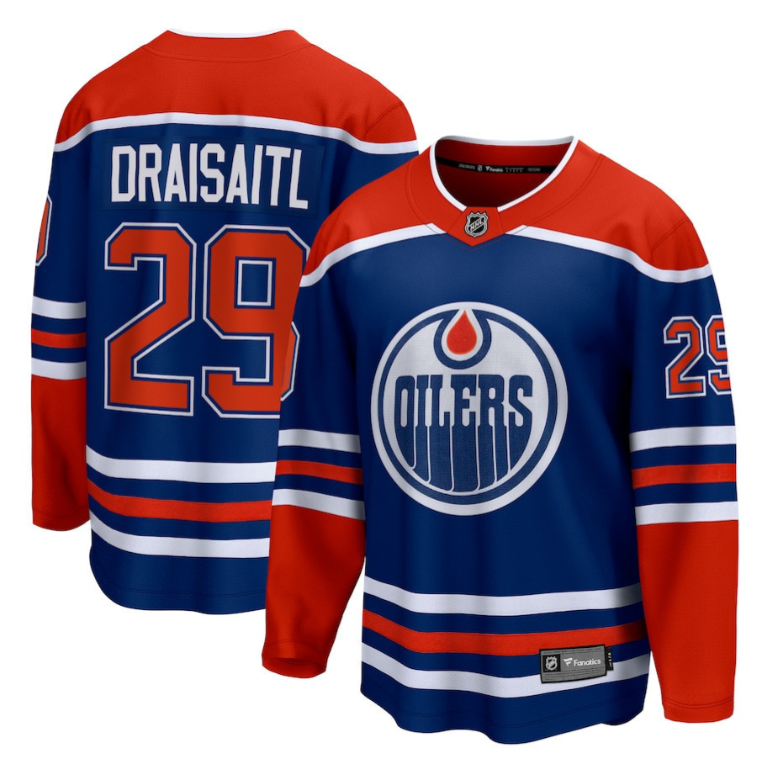 Leon Draisaitl 29 Edmonton Oilers Royal Home Breakaway Men Jersey