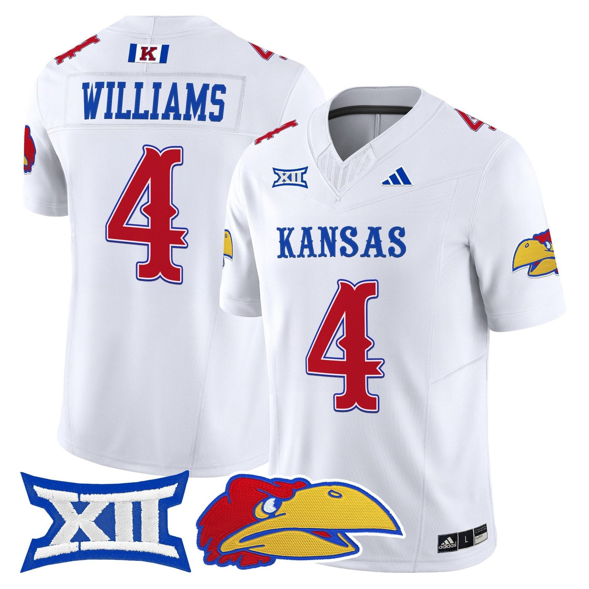 Leshon Williams Jersey #4 Kansas Jayhawks 2025 Vapor Limited Stitched White