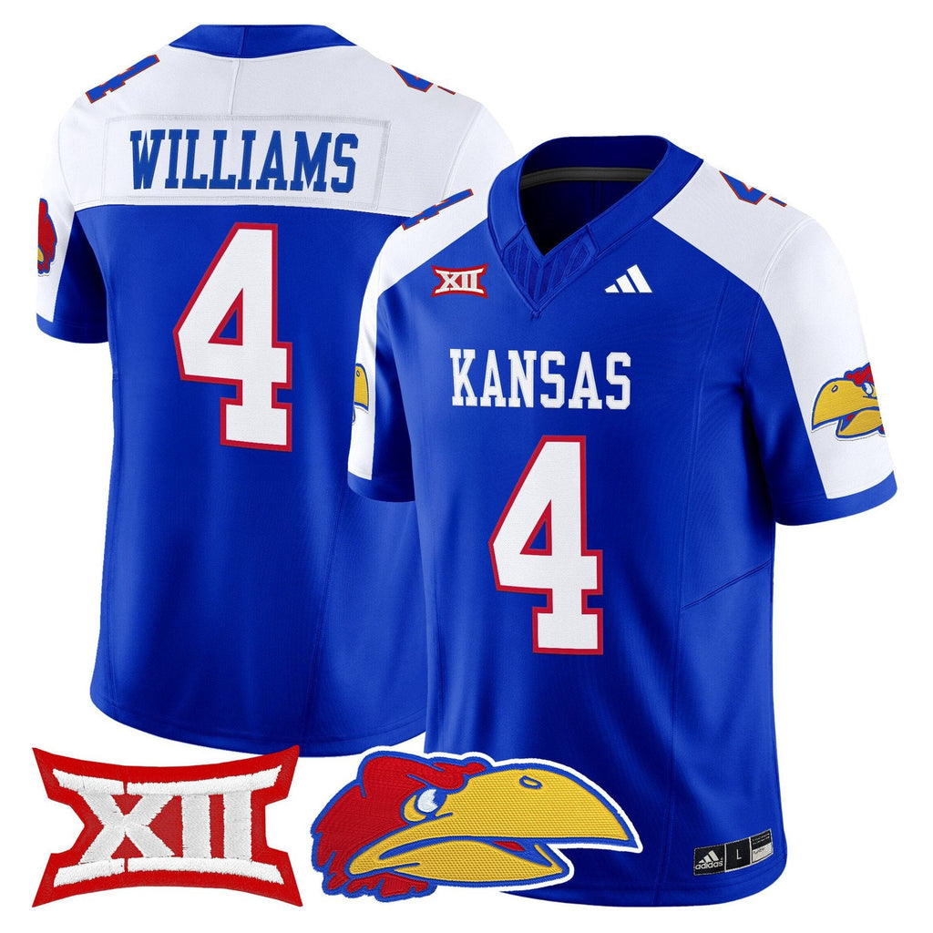Leshon Williams Jersey #4 Kansas Jayhawks 2025 Vapor Limited Stitched Royal ALter