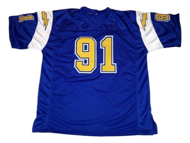 Leslie O'Neal CUSTOM STITCHED Unsigned Football Jersey Blue