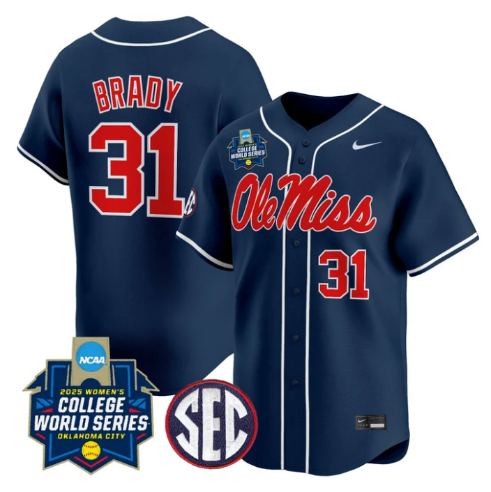 Lexie Brady Jersey #31 Ole Miss Rebels Softball 2025 World Series Stitched Navy