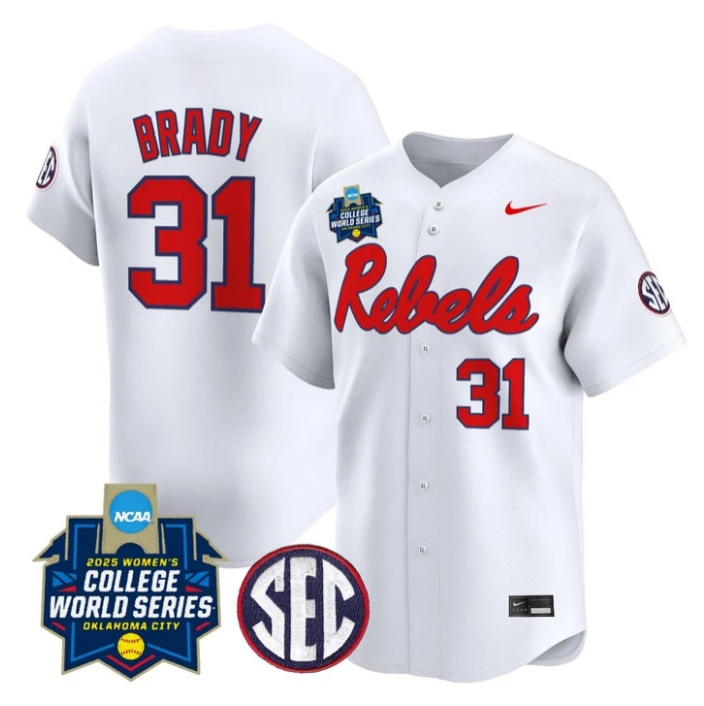 Lexie Brady Jersey #31 Ole Miss Rebels Softball 2025 World Series Stitched White