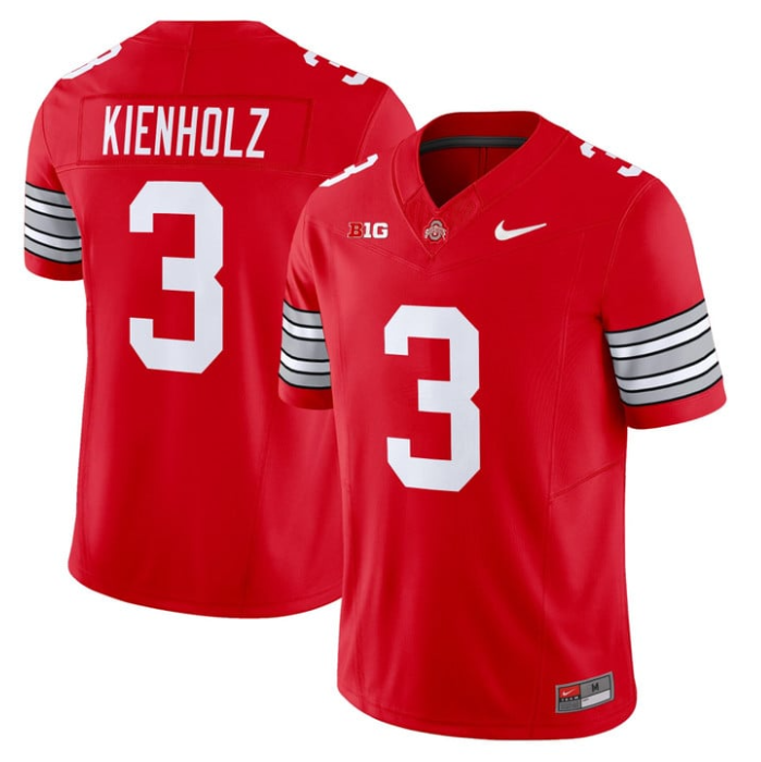 Lincoln Kienholz Jersey #3 Ohio State Heritage Stripe 2025-26 Stitched Red