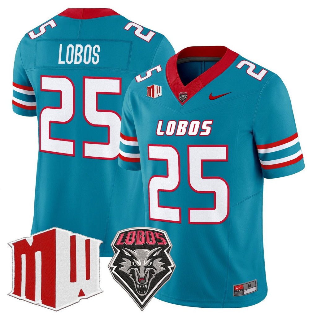 Lobos Jersey #25 New Mexico Lobos 2025 Vapor Limited Stitched Turquoise