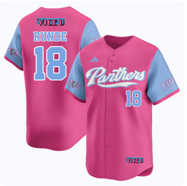 Logan Runde Jersey #18 FIU Baseball 2025 Vice U Stitched Pink