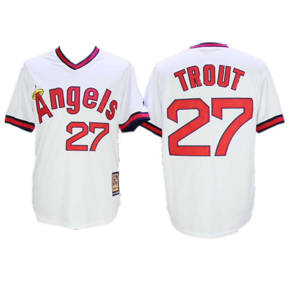 Los Angeles Angels Mike Trout White 1980 Throwback Pullover Jersey