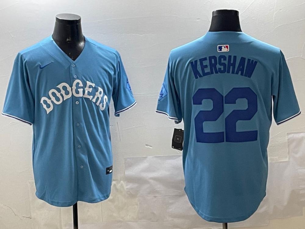 Los Angeles Dodgers Clayton Kershaw Light Blue Royal Throwback Jersey
