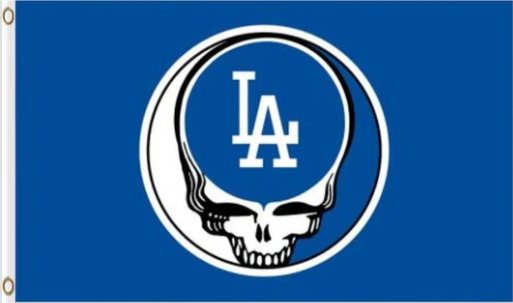Los Angeles Dodgers Dead Skull Flag 3X5Ft Banner USA Polyester with Brass Grommets
