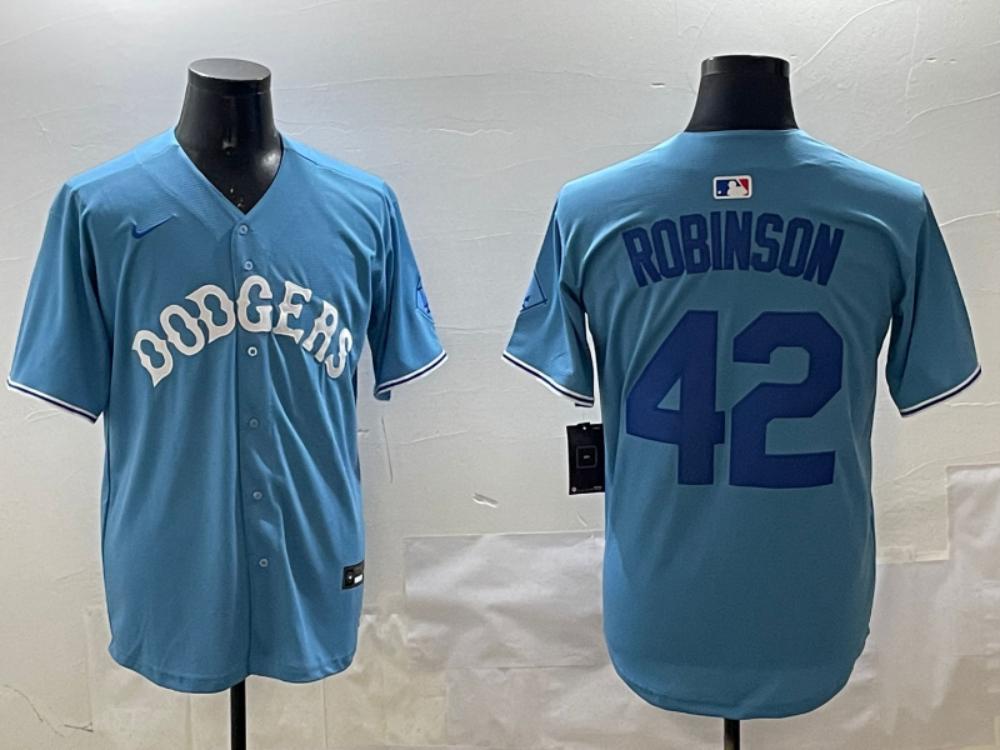 Los Angeles Dodgers Jackie Robinson Light Blue Royal Throwback Jersey
