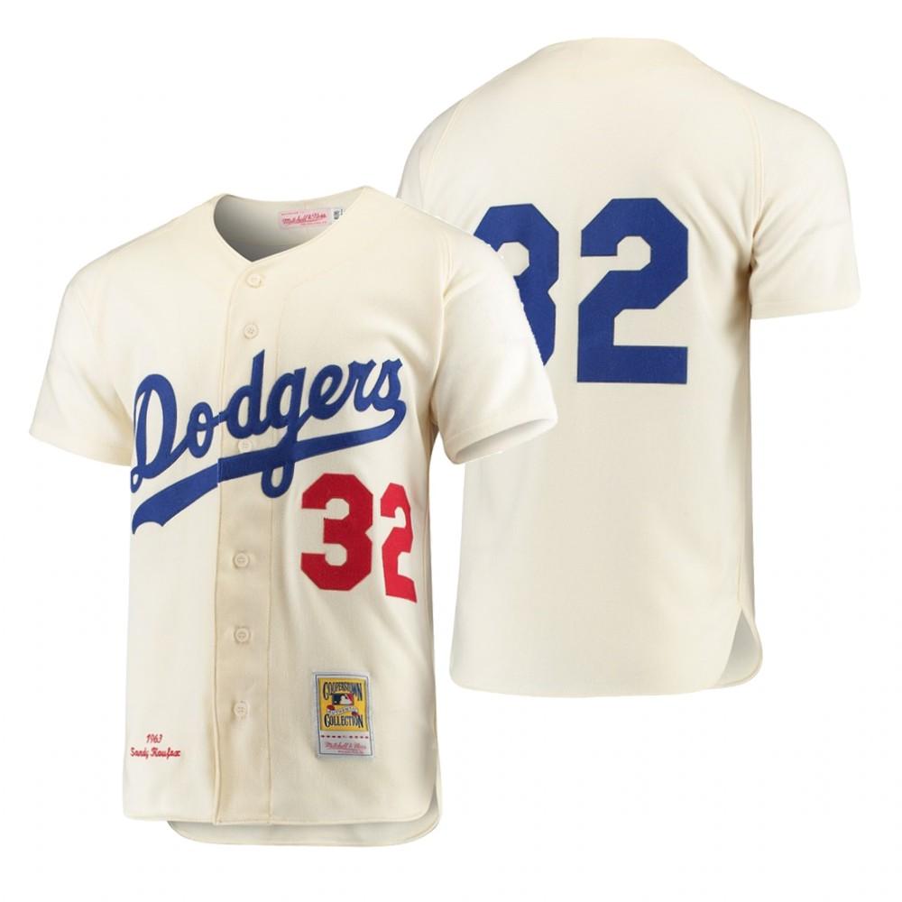 Los Angeles Dodgers Sandy Koufax Cream 1963 Throwback Jersey