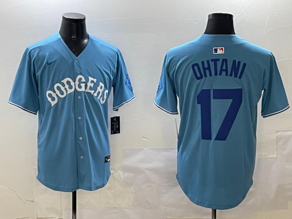 Los Angeles Dodgers Shohei Ohtani Light Blue Royal Throwback Jersey