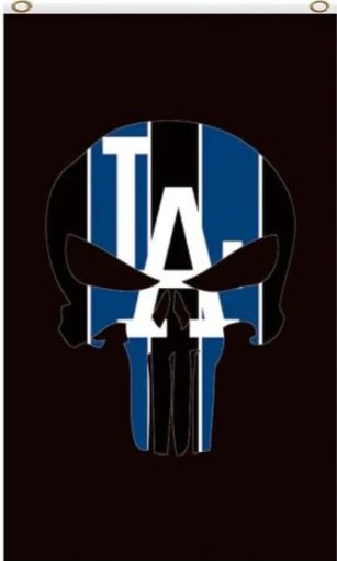 Los Angeles Dodgers Skull Vertical Flag 3X5Ft Banner USA Polyester with Brass Grommets