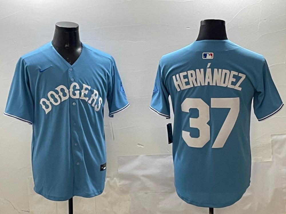 Los Angeles Dodgers Teoscar Hernandez Light Blue Throwback Jersey