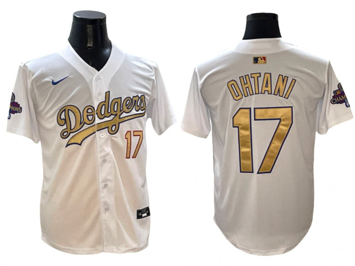 Los Angeles Dodgers #17 Shohei Ohtani White 2025 Gold Collection Limited Jersey