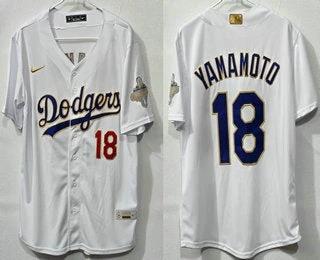 Los Angeles Dodgers #18 Yoshinobu Yamamoto White 2026 Gold Limited Jersey