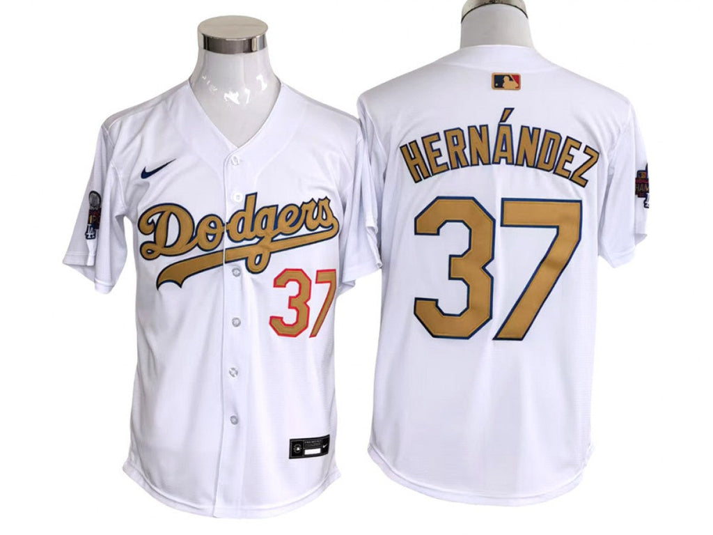 Los Angeles Dodgers #37 Teoscar Hernandez White 2025 Gold Collection Limited Jersey
