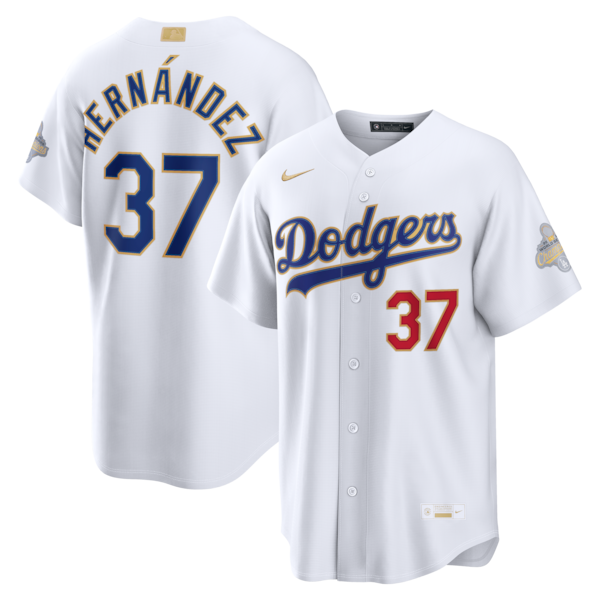 Los Angeles Dodgers #37 Teoscar Hernández White 2026 Gold Stadium Jersey