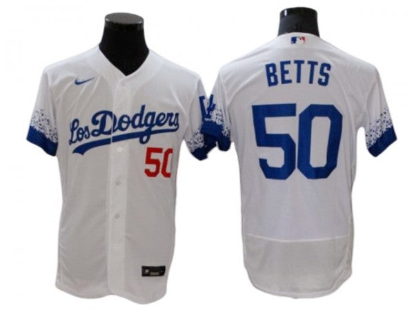 Los Angeles Dodgers #50 Mookie Betts City Connect Flex Base Jersey - White