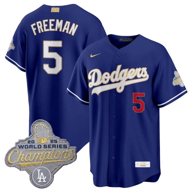 Los Angeles Dodgers #5 Freddie Freeman Royal 2026 Gold Stadium Stitched Jersey