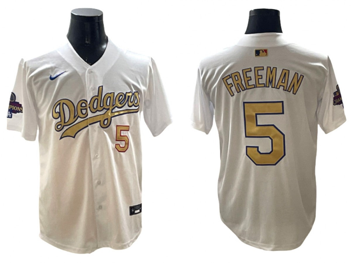 Los Angeles Dodgers #5 Freddie Freeman White 2025 Gold Collection Limited Jersey
