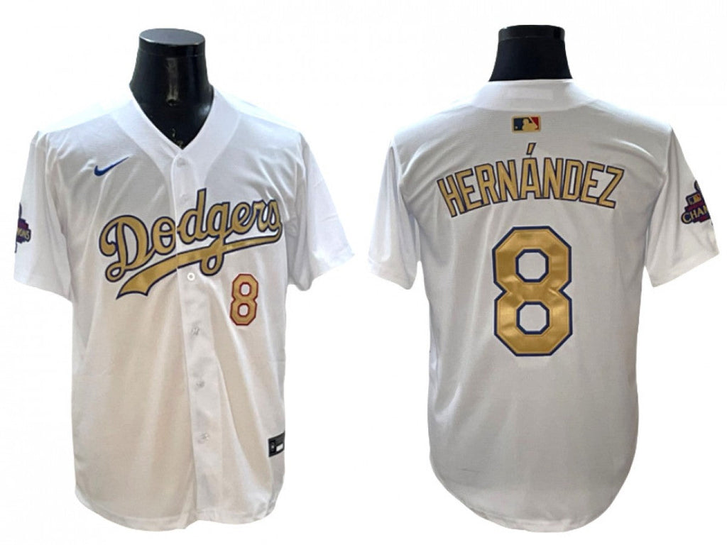 Los Angeles Dodgers #8 Enrique Hernández White 2025 Gold Collection Limited Jersey