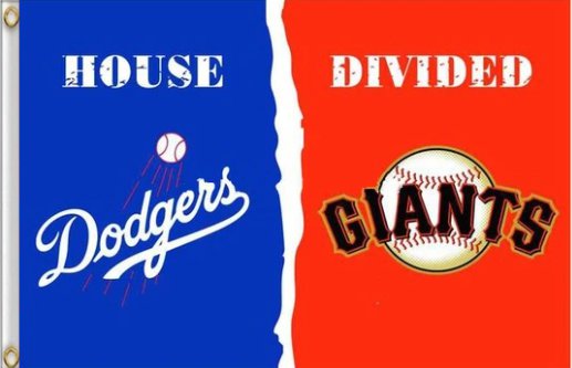 Los Angeles Dodgers vs San Francisco Giants house divided Flag 3X5 Ft Polyester Banner USA 90x150cm
