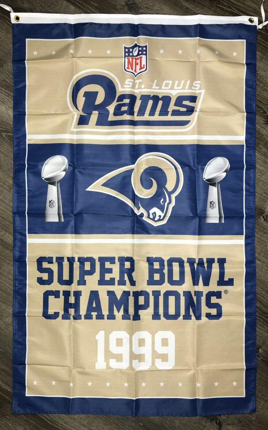 Los Angeles Rams Vertical Super Bowl Championship Flag 3x5 Sports Banner Man-Cave