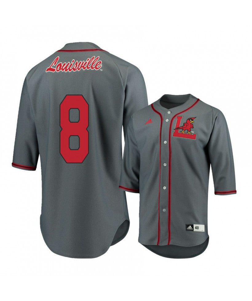 Louisville Cardinals 8 Luke Brown Gray Baseball Jersey