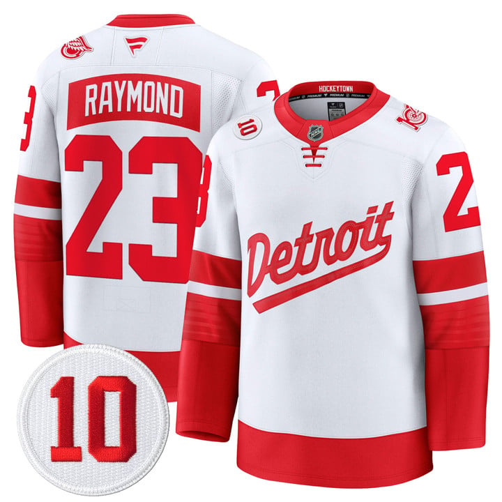 Lucas Raymond Jersey #23 Detroit Red Wings #10 Alex Delvecchio Honoring Stitched
