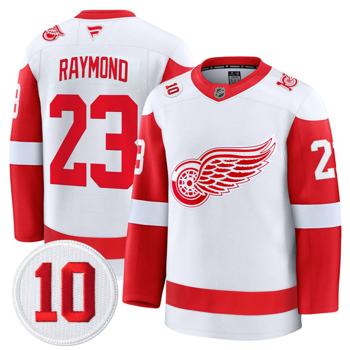Lucas Raymond Jersey #23 Detroit Red Wings #10 Alex Delvecchio Honoring Stitched