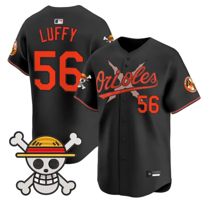 Luffy Jersey #56 Baltimore Orioles One Piece Premier Stitched