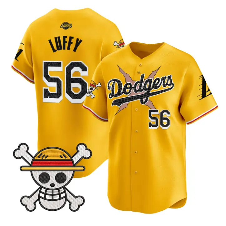 Luffy Jersey #56 Dodgers One Piece Mamba Premier Stitched