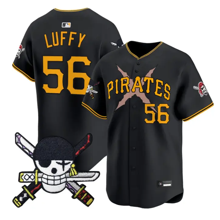 Luffy Jersey #56 Pittsburgh Pirates One Piece Zoro Patch Premier Stitched