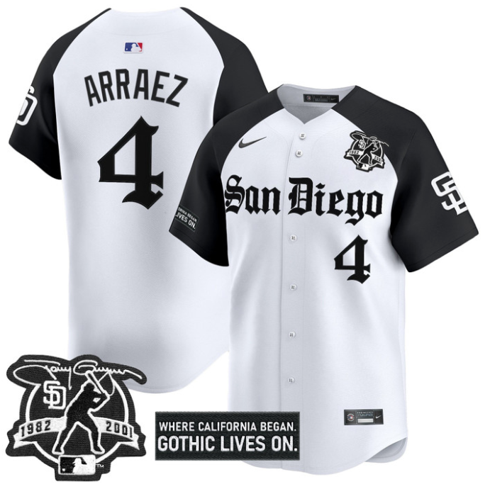 Luis Arraez Jersey #4 San Diego Padres Gothic Edition Vapor Limited Stitched Alternate