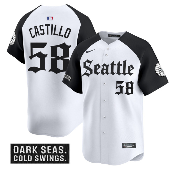 Luis Castillo Jersey #58 Seattle Mariners Deep Sea Gothic Edition Limited Stitched Alternate