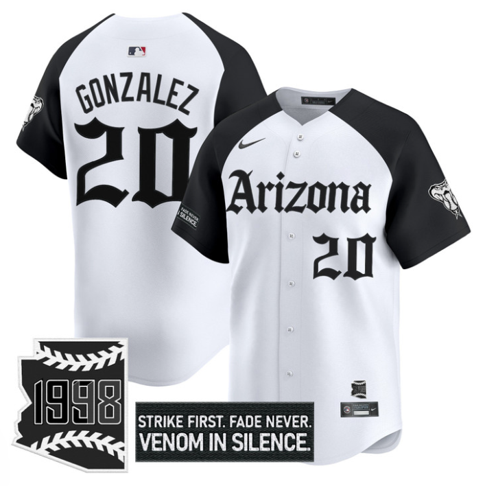 Luis Gonzalez Jersey #20 Arizona Diamondbacks Gothic Desert Fang Edition