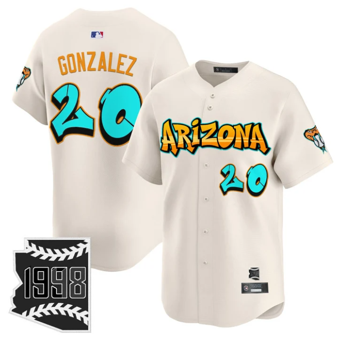 Luis Gonzalez Jersey #20 Arizona Diamondbacks Graffiti Desert Ink Edition Cream