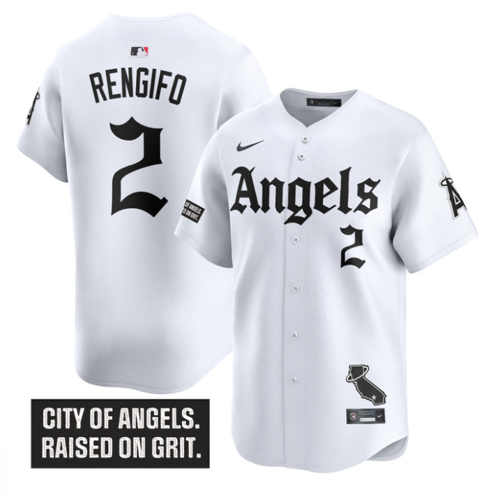 Luis Rengifo Jersey #2 Los Angeles Angels Gothic Halo Edition Stitched White
