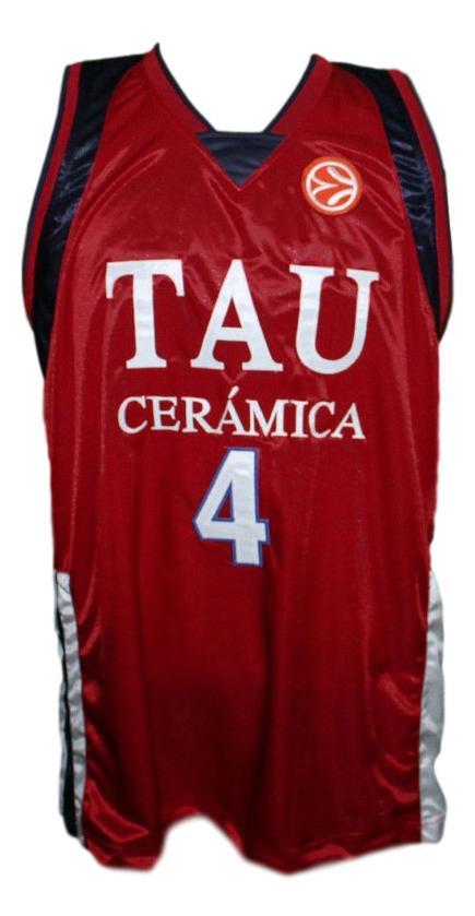 Luis Scola Jersey #4 Tau Ceramica Basketball Maroon