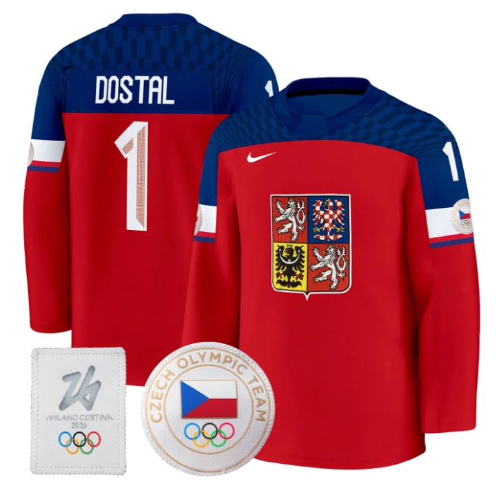 Lukas Dostal Jersey #1 Czechia Olympic 2026 Premium Hockey All Stitched