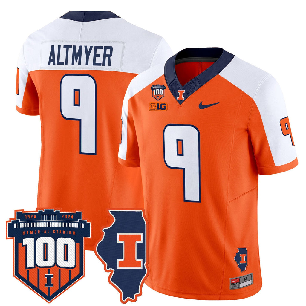 Luke Altmyer Jersey #9 Illinois Fighting 100th Memorial Stadium Orange Alternate
