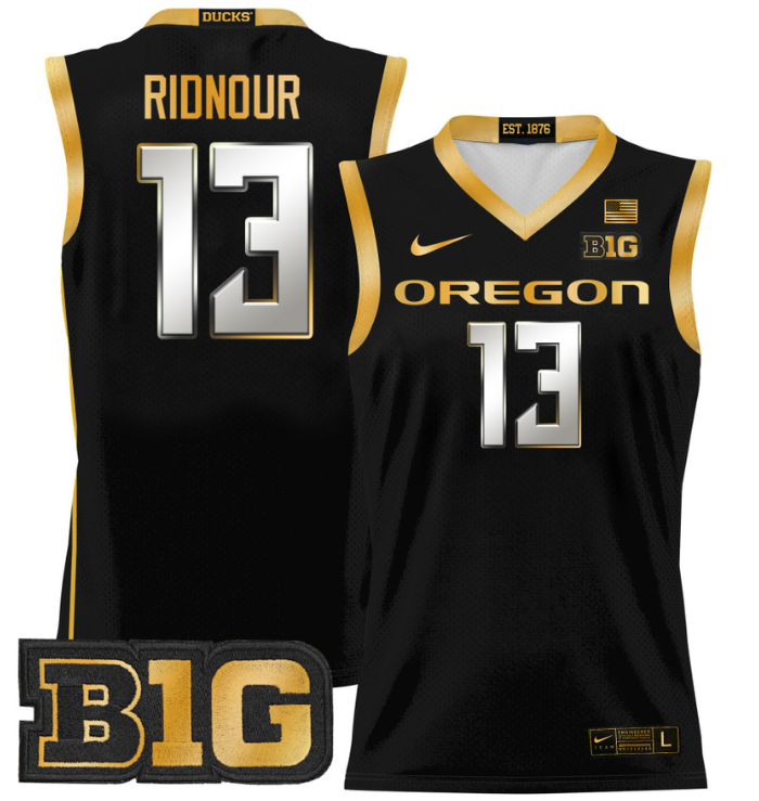 Luke Ridnour Jersey #13 Oregon Ducks 2024 Lightweight Basketball Black Gold