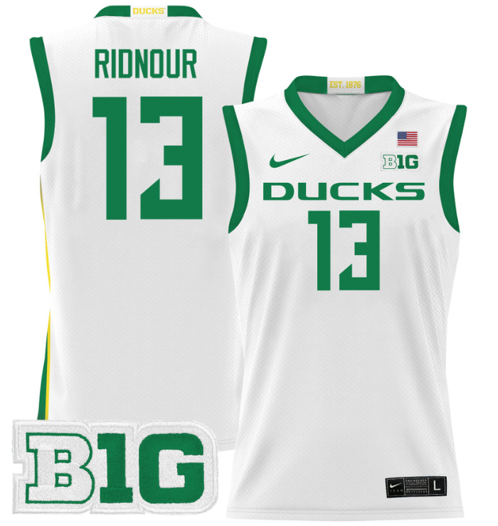 Luke Ridnour Jersey #13 Oregon Ducks 2024 Lightweight Basketball White