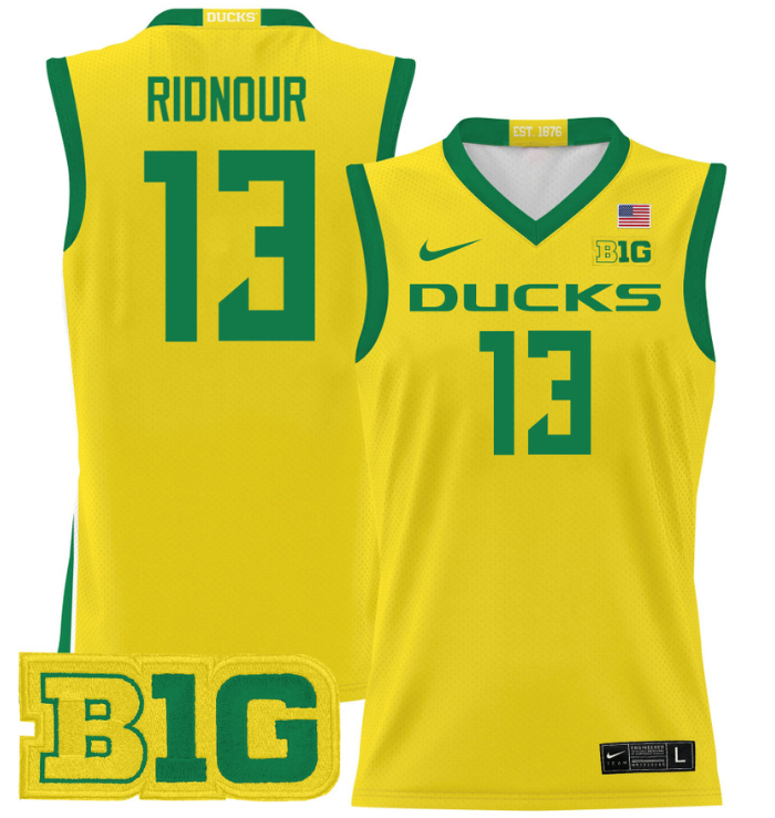Luke Ridnour Jersey #13 Oregon Ducks 2024 Lightweight Basketball Yellow