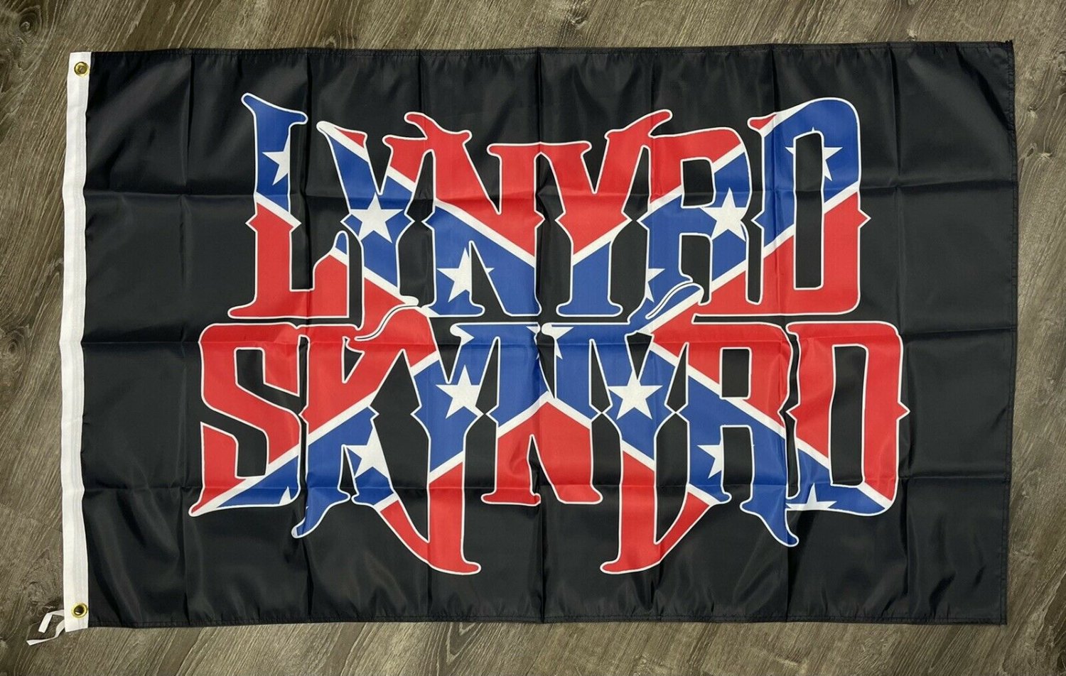 Lynyrd Skynyrd Flag 3x5 ft Black Banner Rock and Roll Van Zant Man-Cave Pub Bar