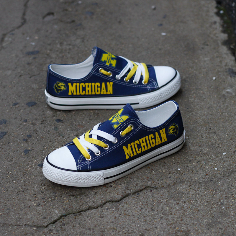 Michigan Wolverines Limited Print NCAA College Students Low Top Canvas Shoes Sport Sneakers 2