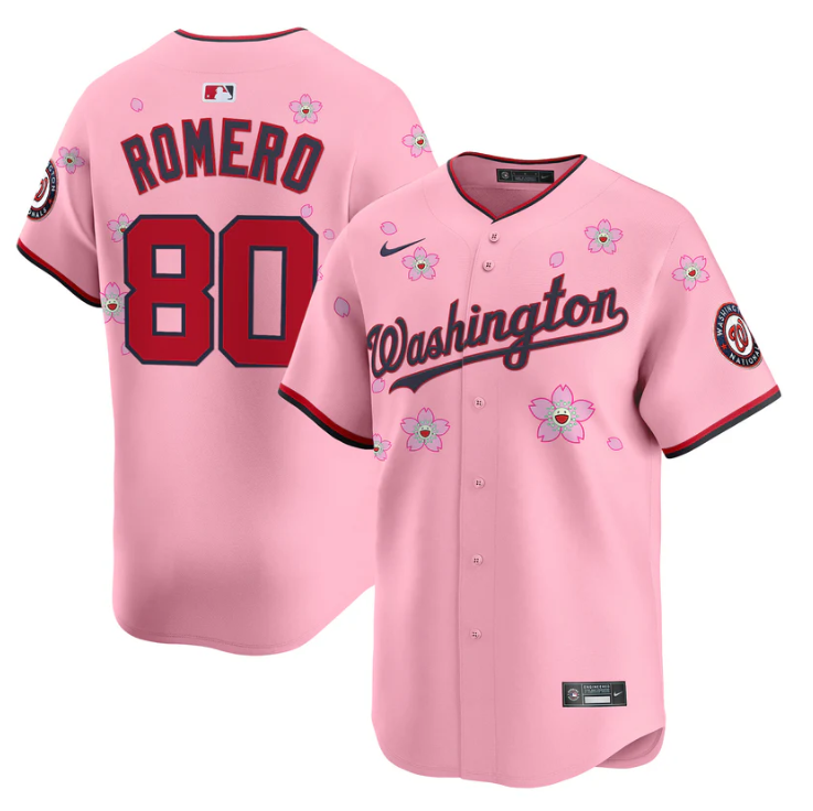 Maxwell Romero Jr Jersey #80 Washington Nationals Cherry Blossom Vapor Premier Limited Stitched