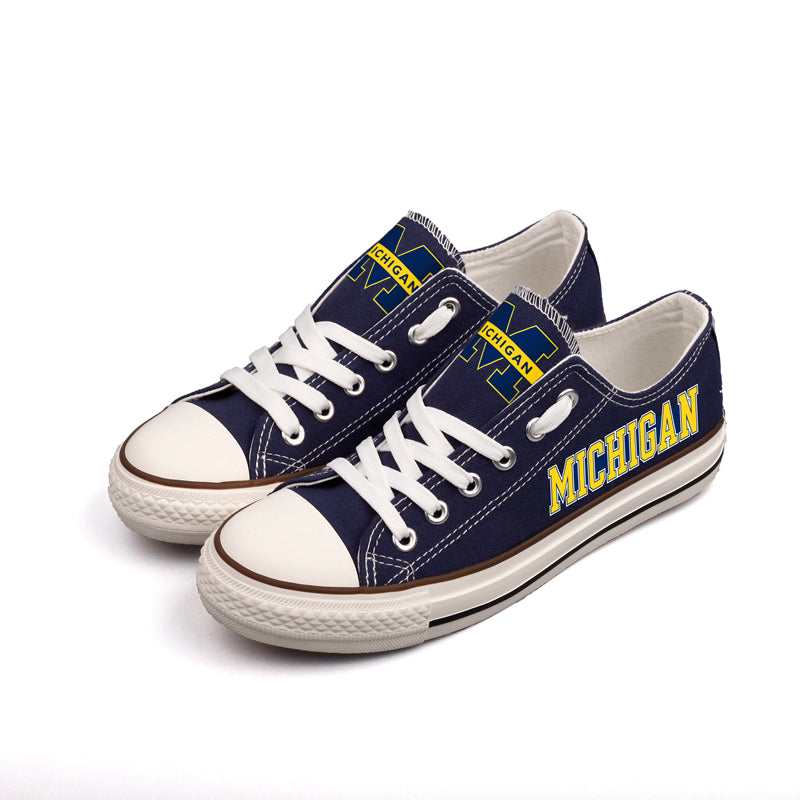 Michigan Wolverines Limited Print NCAA College Students Low Top Canvas Shoes Sport Sneakers 1