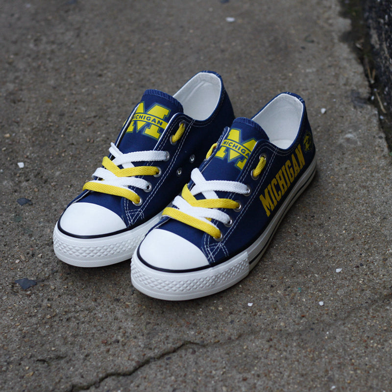 Michigan Wolverines Limited Print NCAA College Students Low Top Canvas Shoes Sport Sneakers 2
